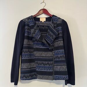 Skies are Blue Navy Tribal Print Jacket Blazer - small